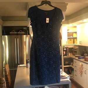 Petite Sequin-Embellished Lace Sheath Dress